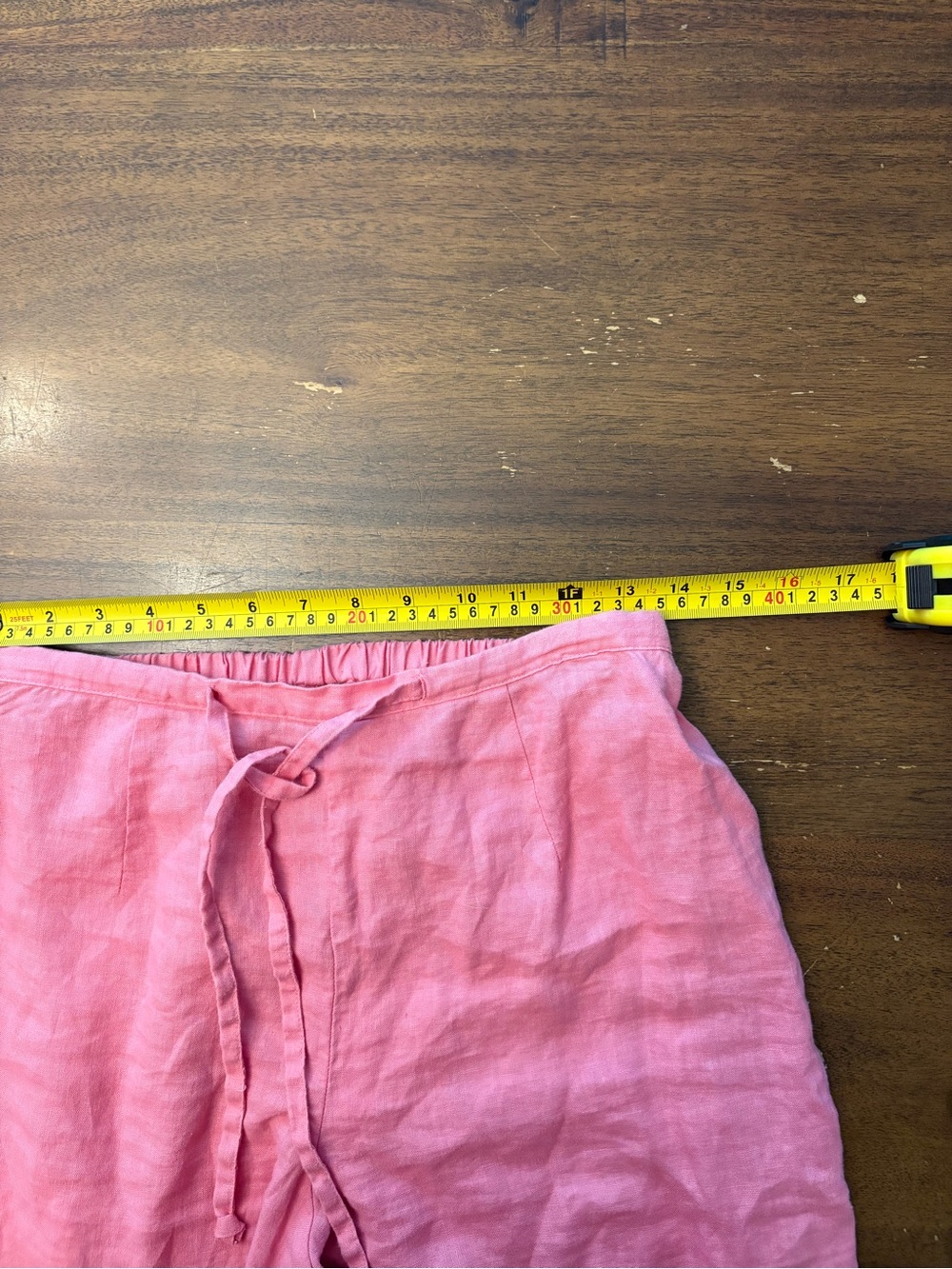 Pink 100% Linen Drawstring Pants - Picture 5 of 7